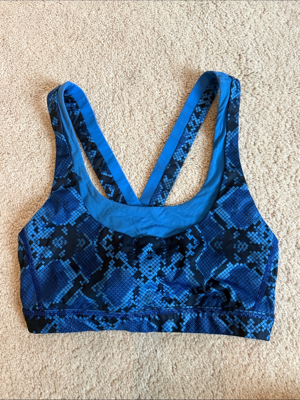 lululemon athletica Blue & Black Patterned Sports Bra (No padding)